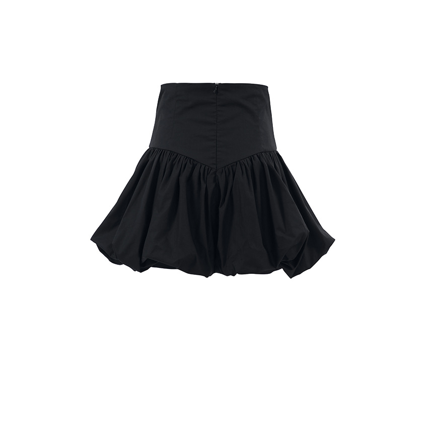 Elegant Cotton High-Waist Bubble Skirt for Office Wear A-Line Skirt Slimming Short Skirt