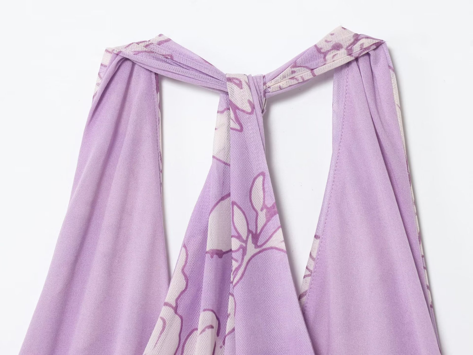 Women's Clothing Printed Chiffon Halter Neck Long Dress
