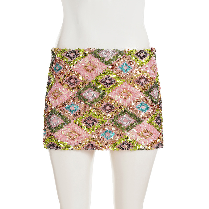 Polyester Embellished Fitted Patterned Skirt