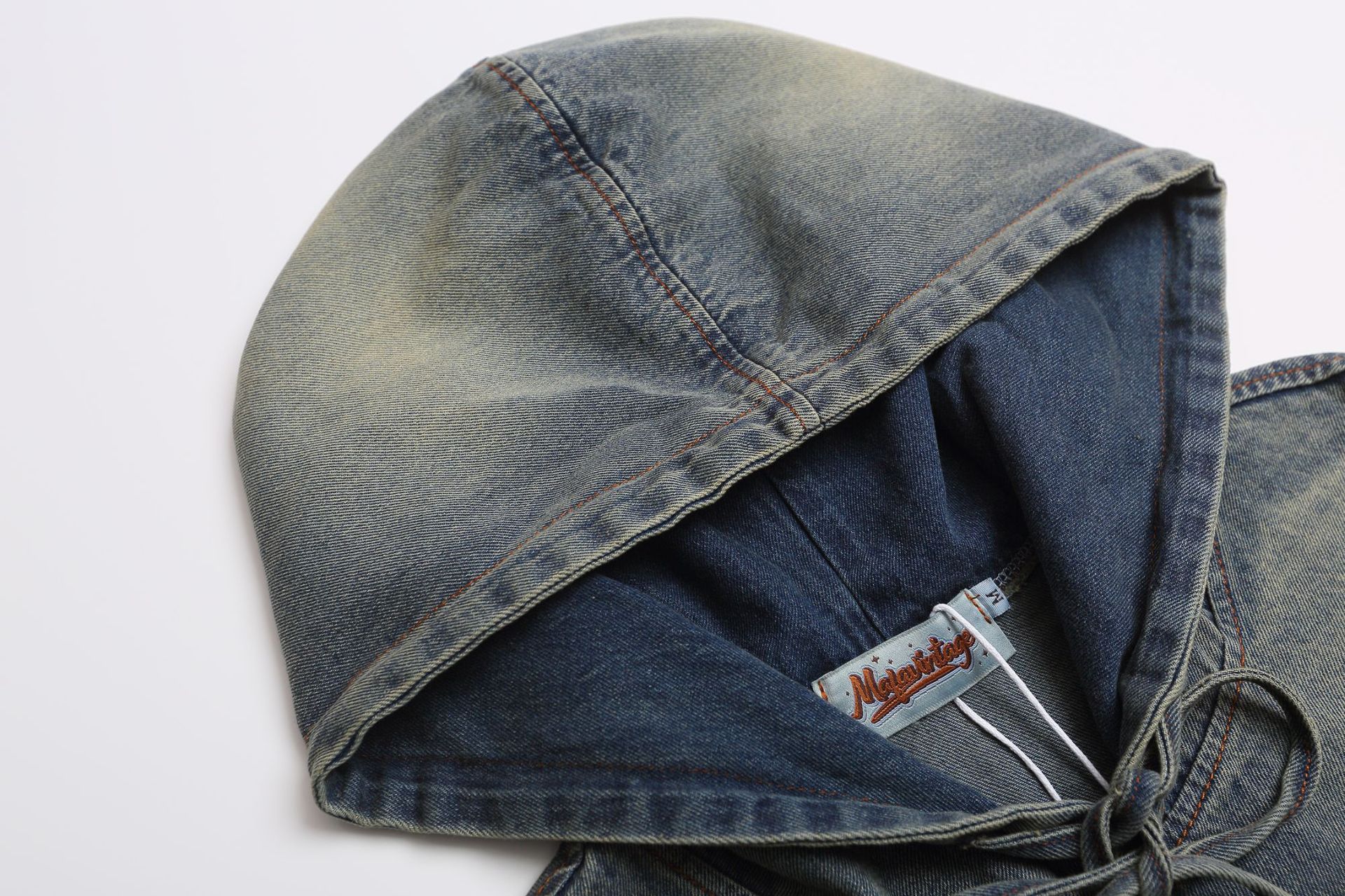 Faded Blue Cotton Embellished Hoody