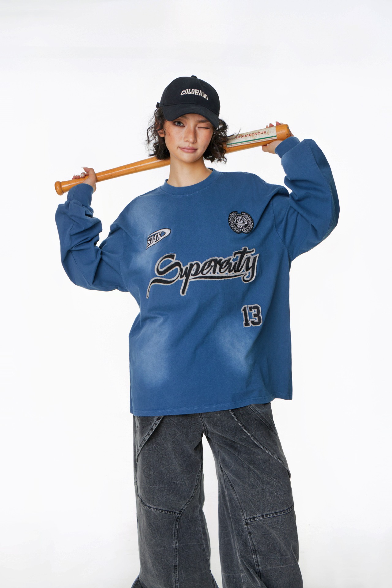Vintage Mixed Stitched Cotton Crew Sweatshirt