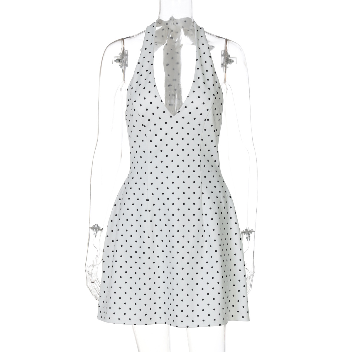 Ladies Chic Plunge Cross Back Patterned Dress