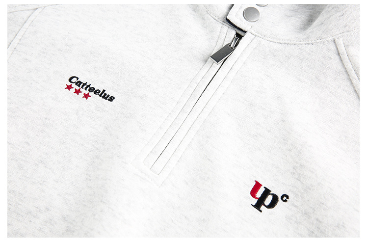 American Trend Partial Zipper Long Sleeve Sweatshirt