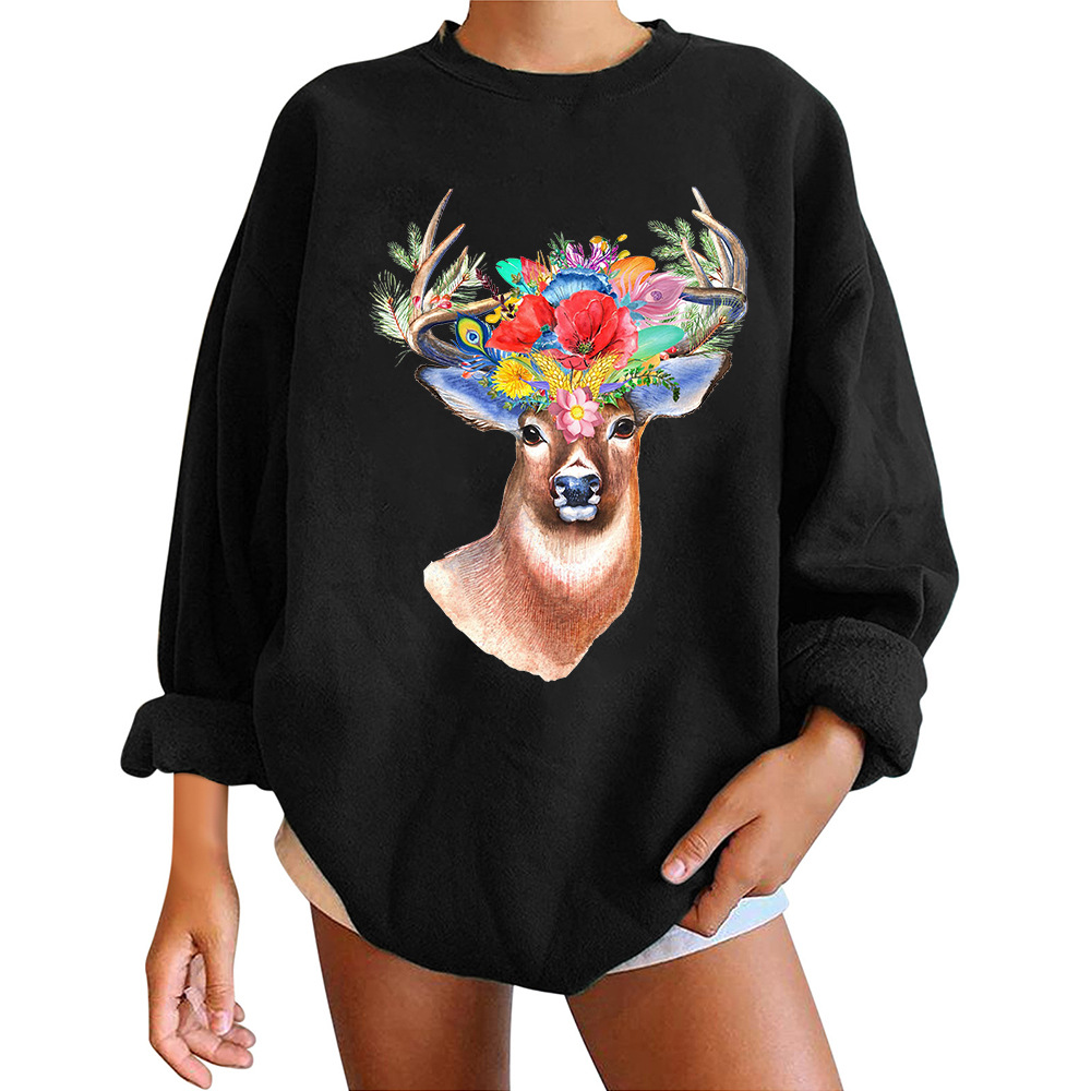 Women's Japanese Korean Oversized 3D Fawn Print Hoodie
