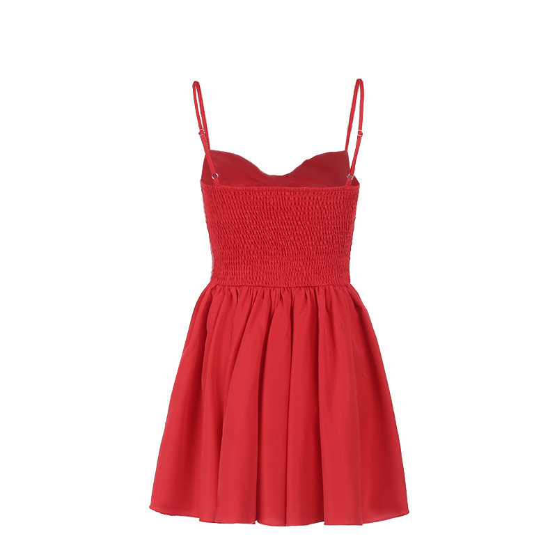 Polyester V-Neck Strap Bubble Skirt