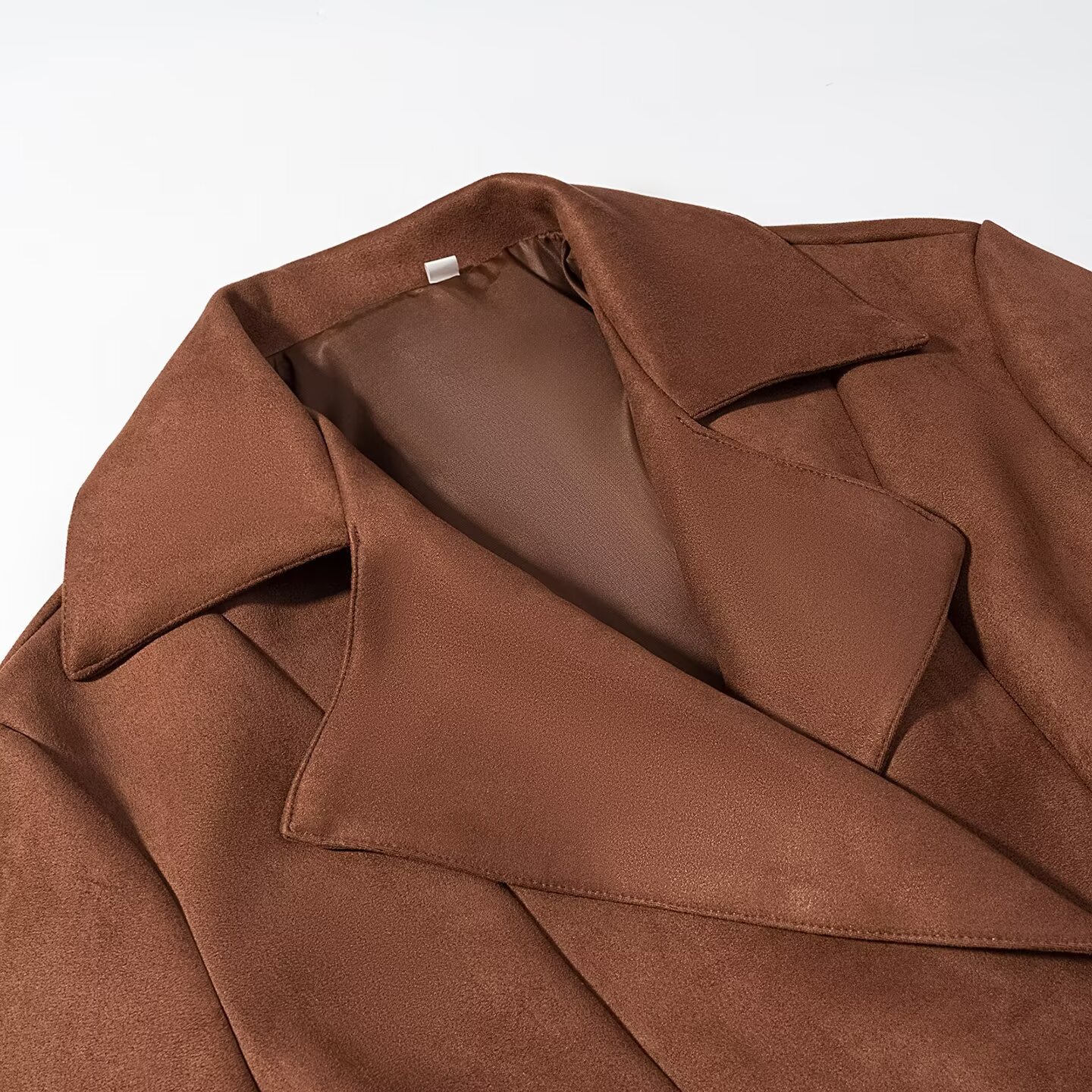 Collar suede texture double breasted jacket