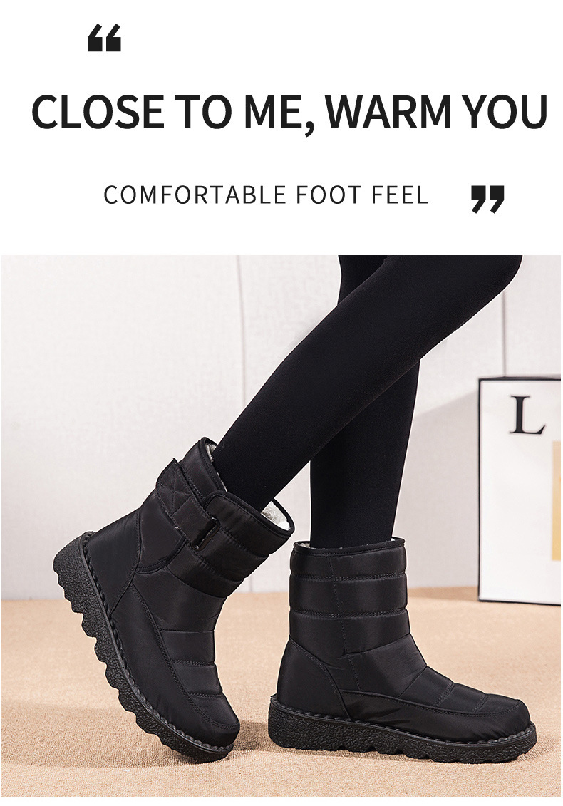 Winter New Snow Boots Women's High Top Waterproof Cotton Shoes Casual Short Tube Plush Plus Large Cotton Boots 43 Amazon