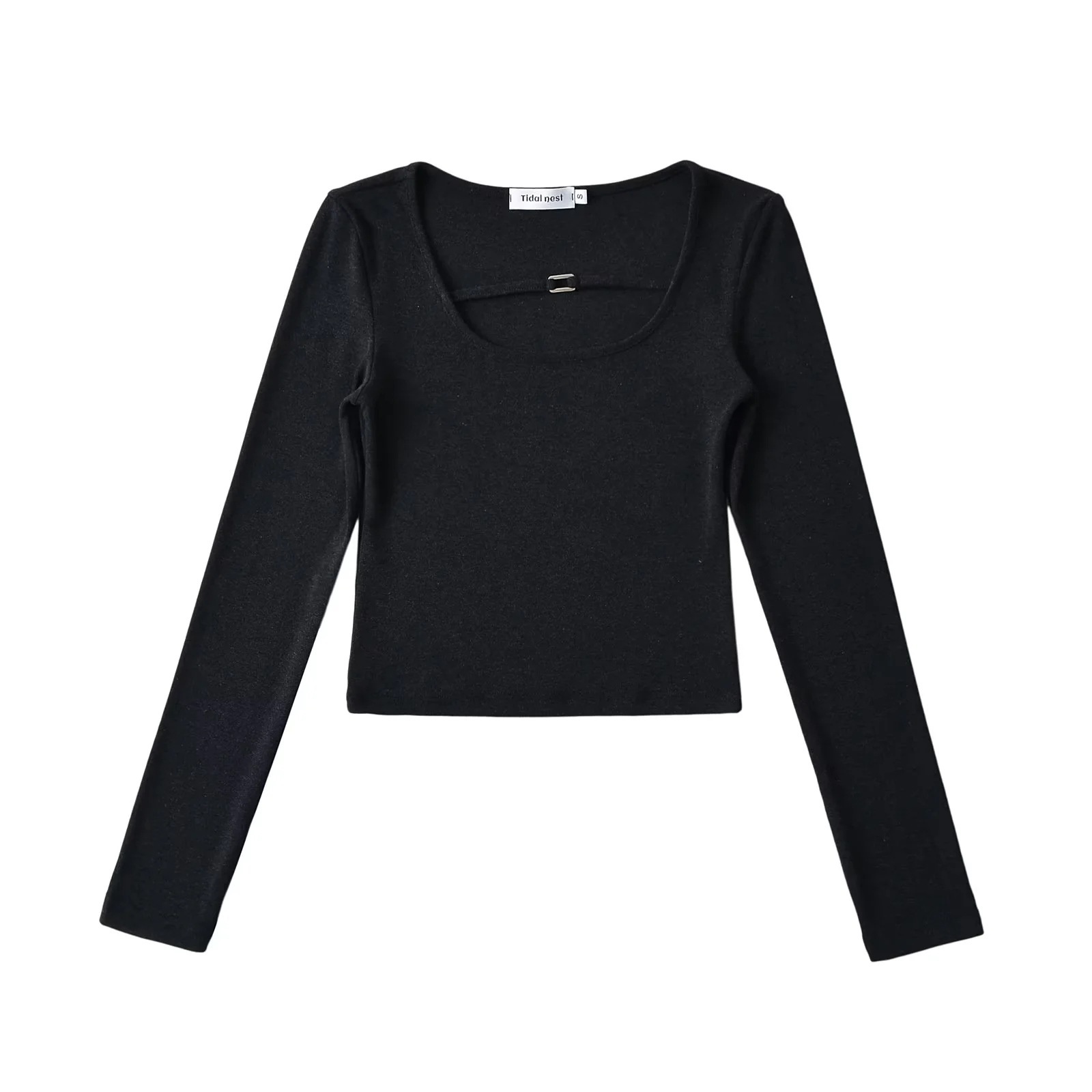 Wide Scoop Long Sleeve Cotton Top
