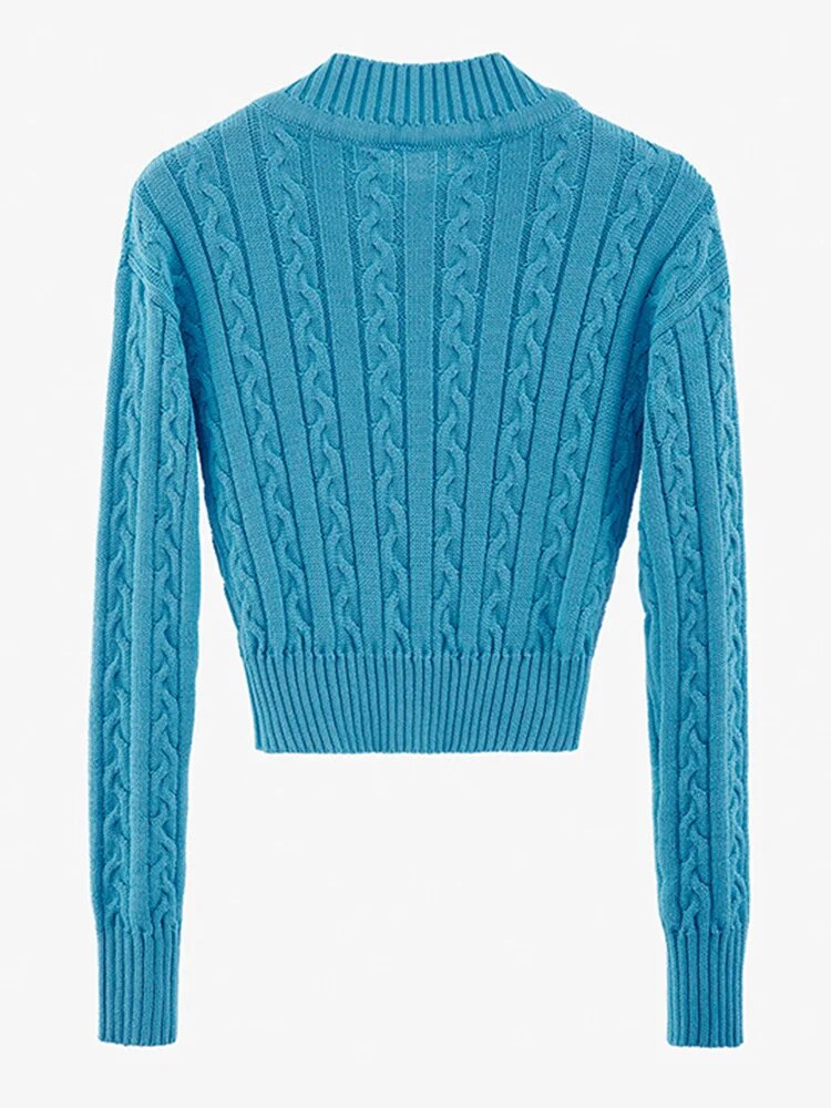 Ladies Geometric Print Crew Sweater