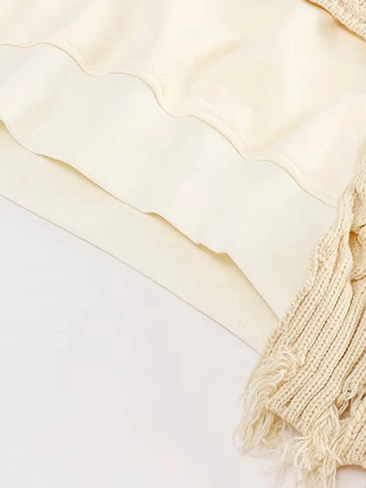 Polyester Spliced Two-Tone Irregular Sweater