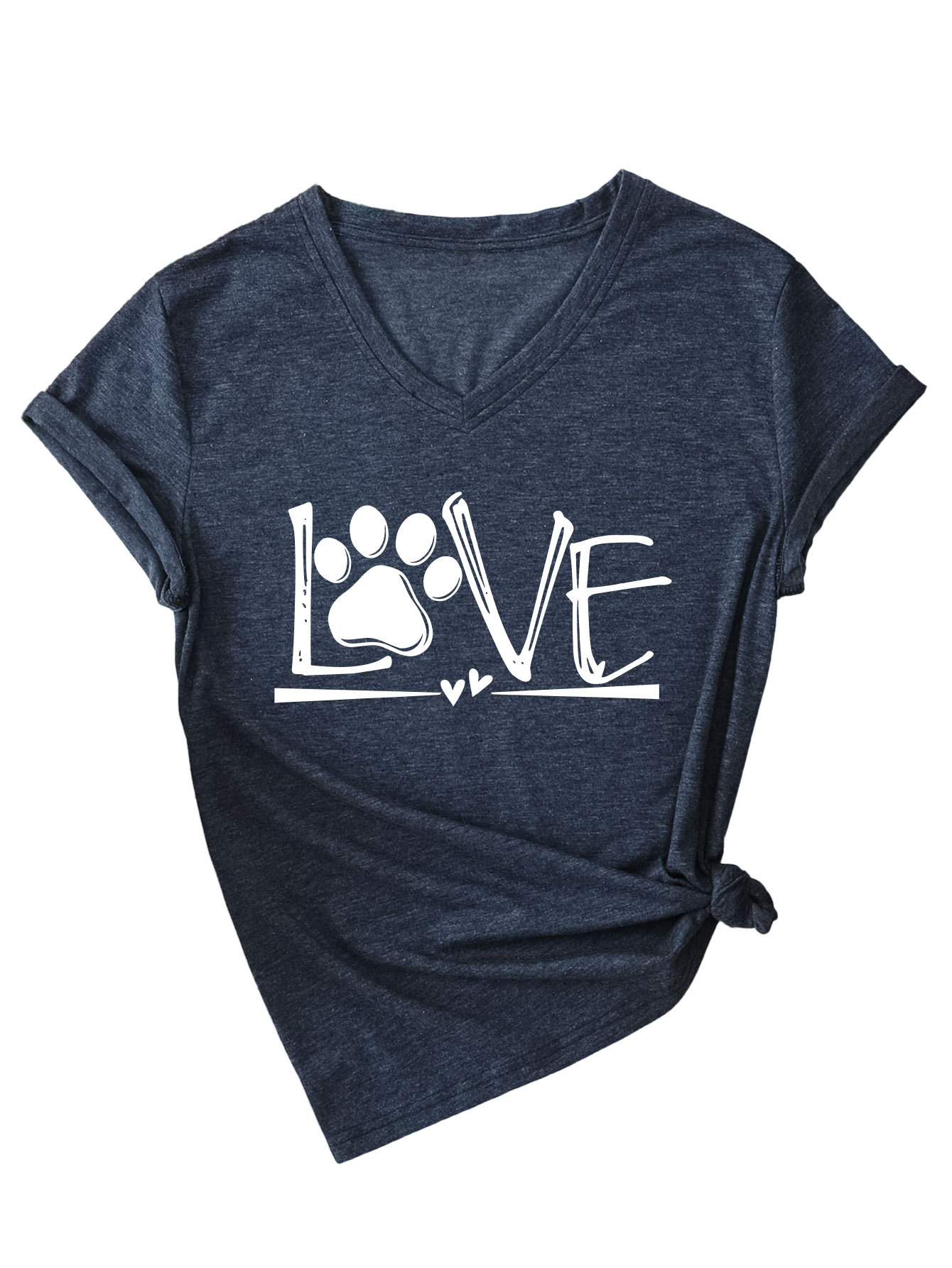 Geometric Print Round Collar Ladies T-Shirt