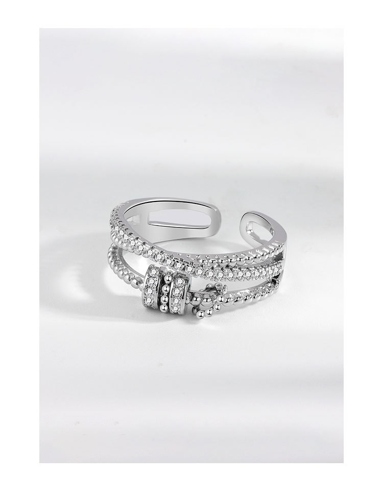 New Zircon Transfer Open Ring Women's Multilayer Cross Ring Rotating Ring ins Style