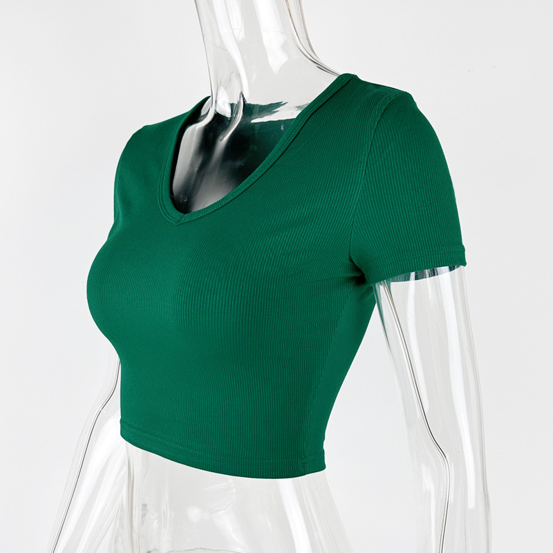 Sexy V-neck short sleeved top