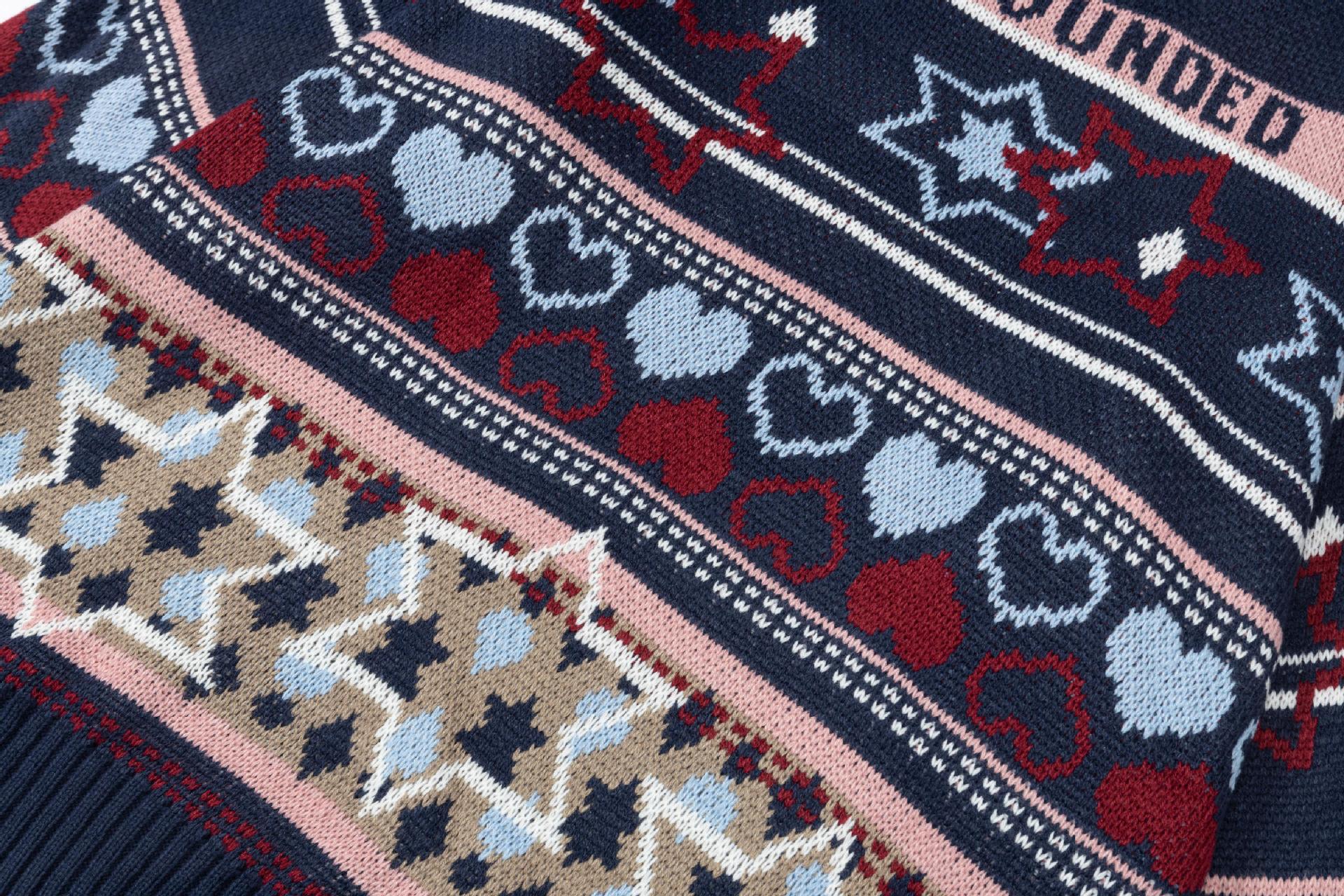 Retro Starry Knit Oversized Long Sleeve Sweater