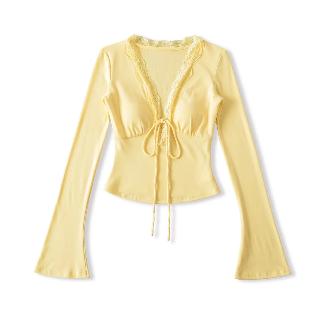 Solid Private Lady Plunge Neckline Slim Fit Top