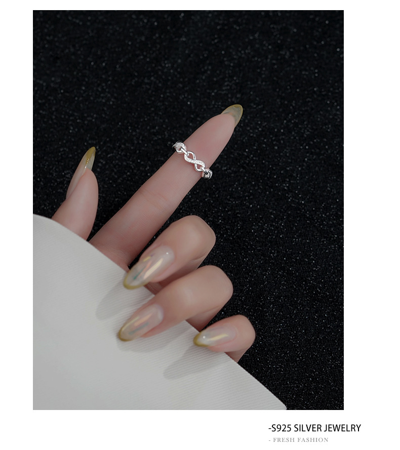 S925 Sterling Silver "Endless Love" Chain Ring Women's High-End Cold Wind Niche Design Open Ring