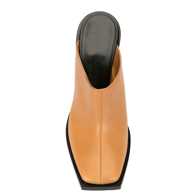 Summer Europe and The United States Catwalk High-Heeled Square Toe Toe Slippers Shaped Heel Sandals Large Size Ladies High Heels