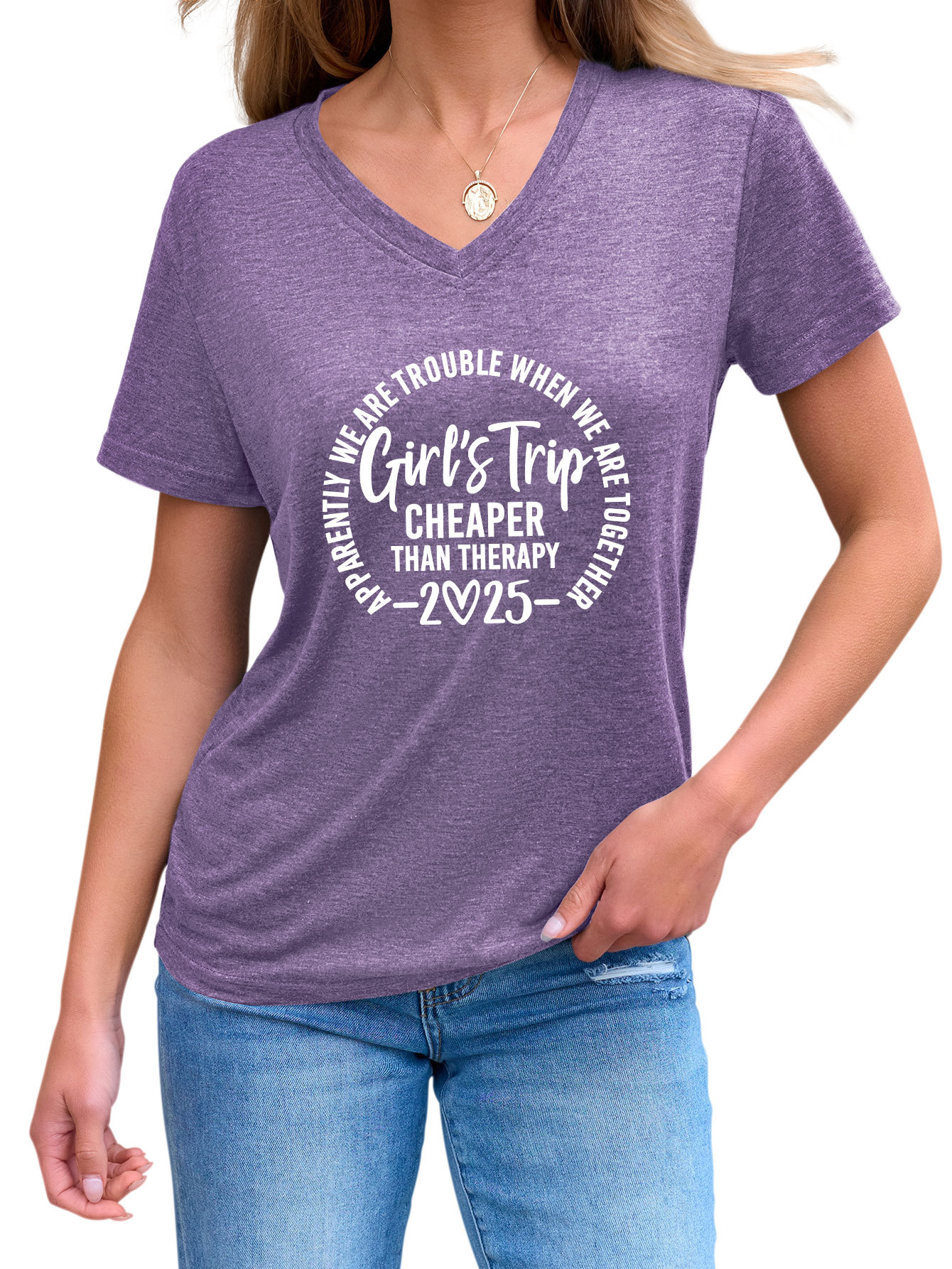 Ladies Crew Geometric Print T-Shirt