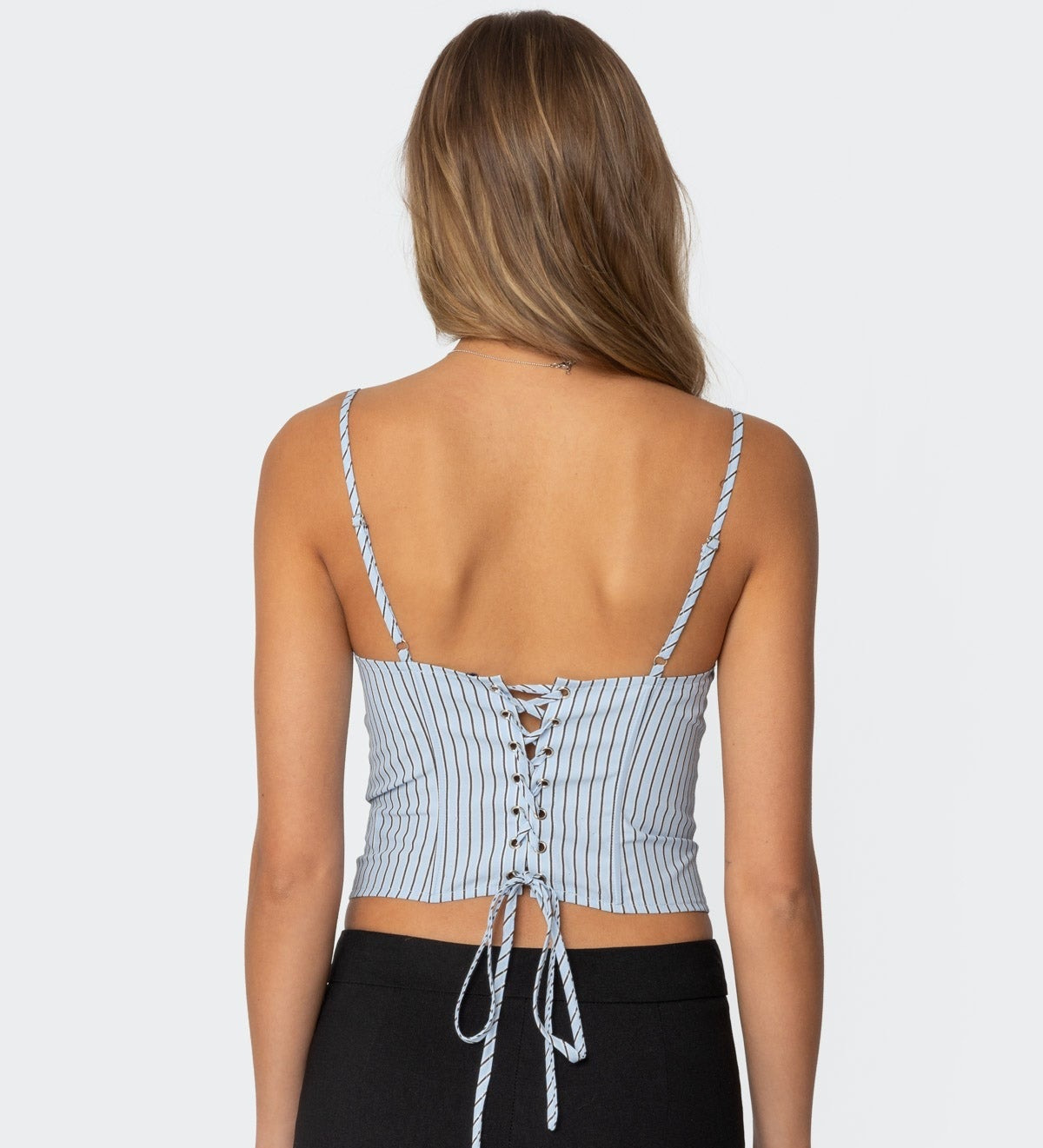 Blue striped chest wrapped small camisole vest