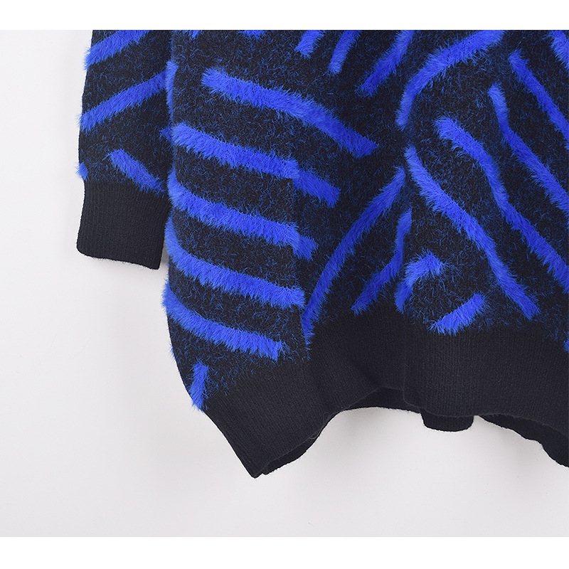 Ladies Oversized Colorblock Mock Neck Sweater
