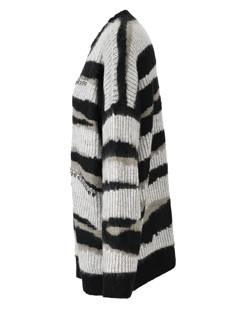 Ladies Relaxed Polyester Sweater Crew Two Tone