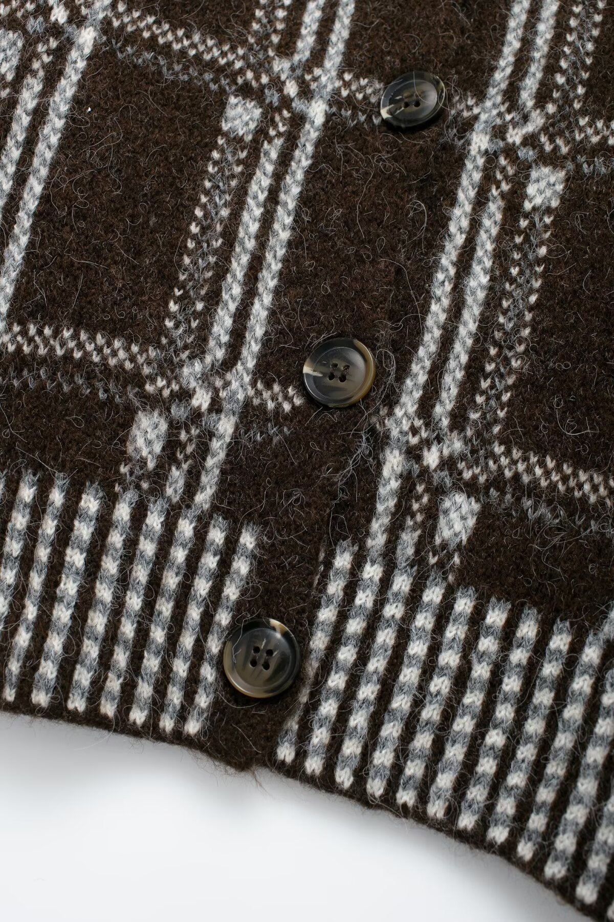 Checkered Crew Full Sleeve Knit Jacket