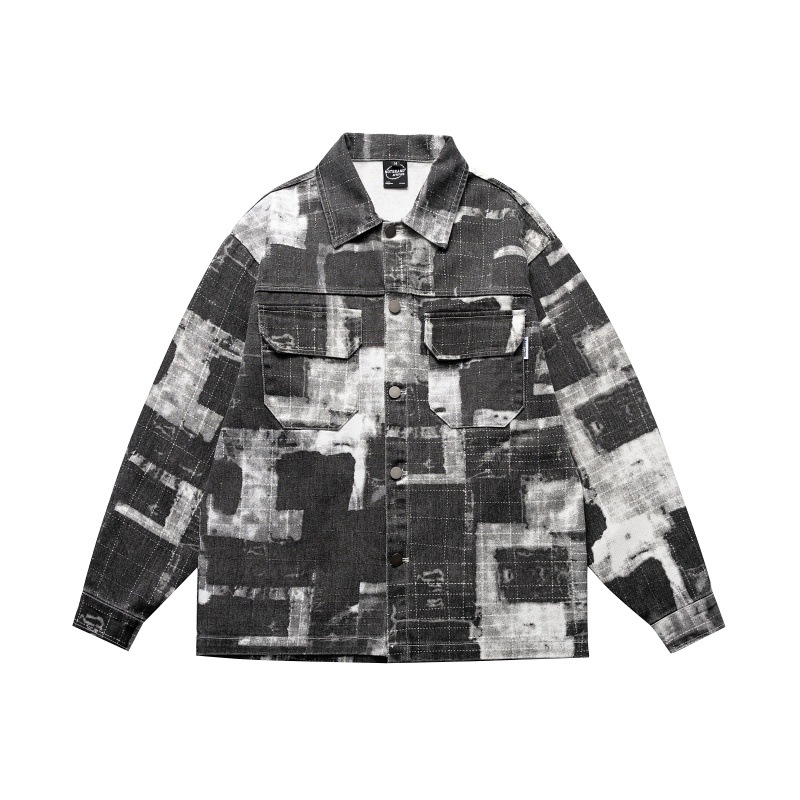 Fully printed washed collared shirt