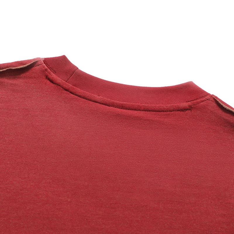 Letter sticker color blocked loose small collar short sleeved T