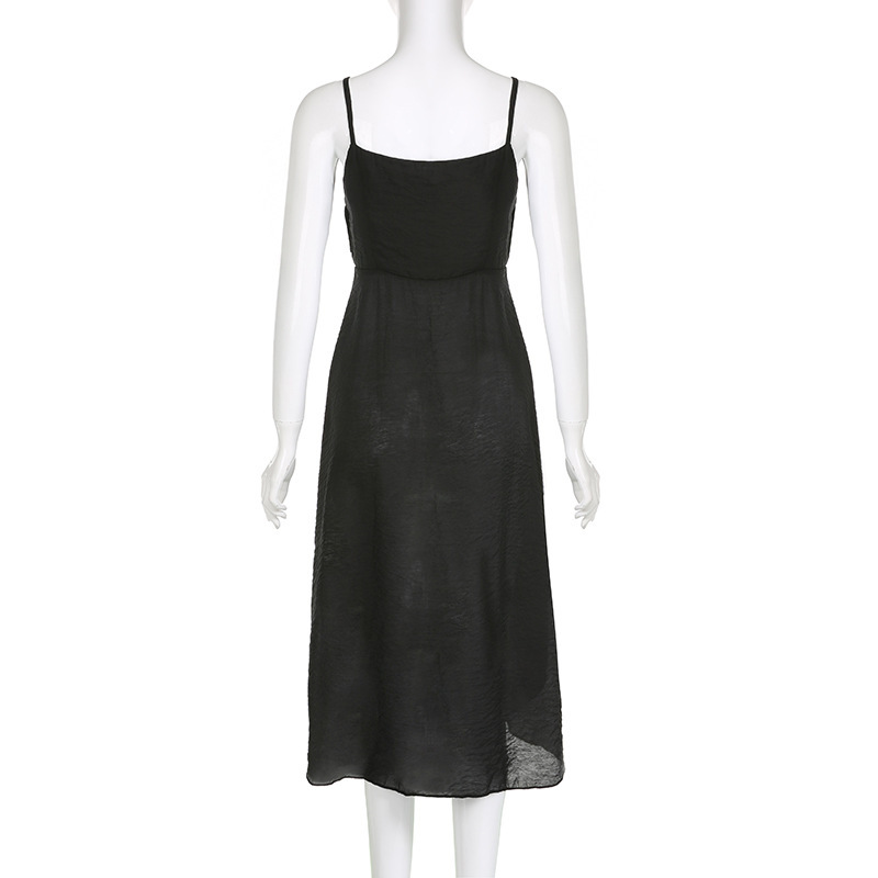 Plain Scoopneck Spandex Maxi Slit Cami and Corset