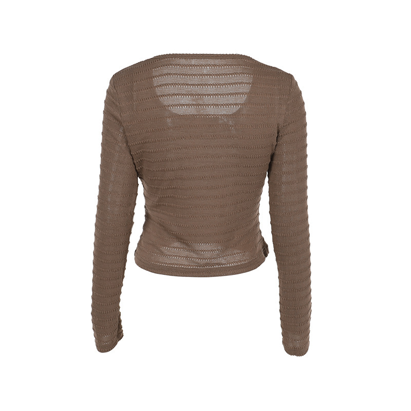 Plain Tailored Angular Neckline Full Sleeve Stretch Blouse