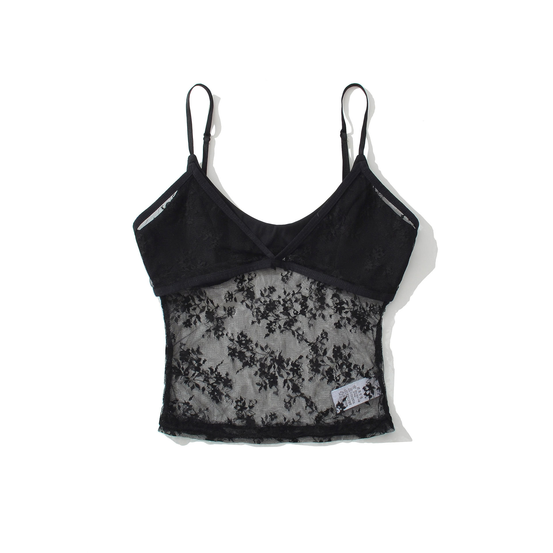 Slim Fit U-Neck Solid Lace Hollow Out Crop Tank Top