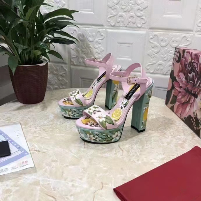 Newest Floral Printed Sandals Summer Sexy Platform Chunky Heels Women Shoes Ankle Strap Gladiator Sandals