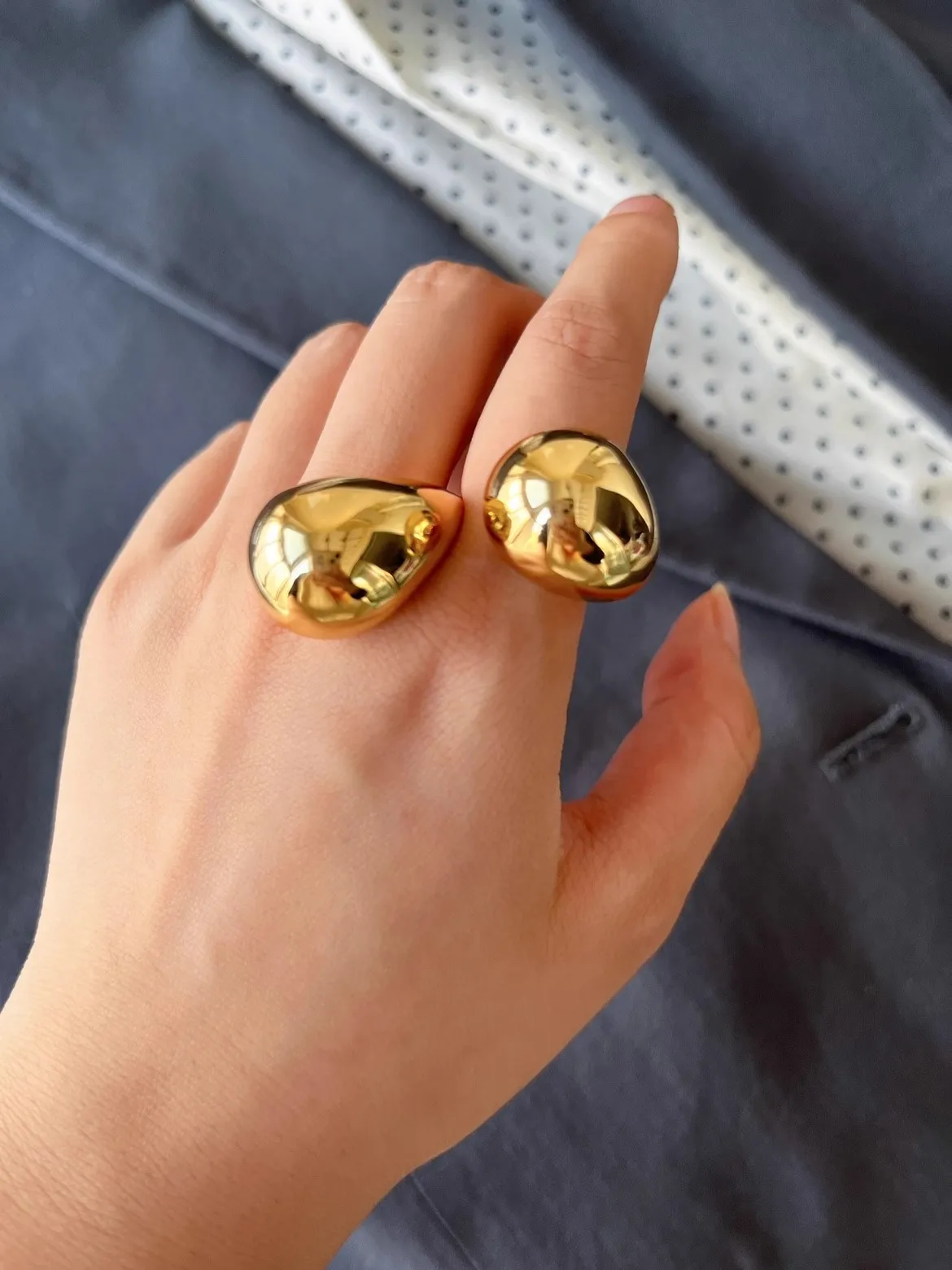 Chunky Metal Double Water Drop Brass Open Rings for Women Men European American Unique Punk Hip-hop Jewelry Accessories