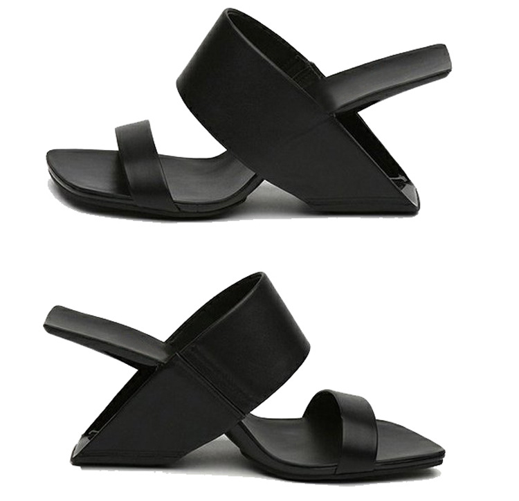 Summer shaped heel ladies square toe slippers