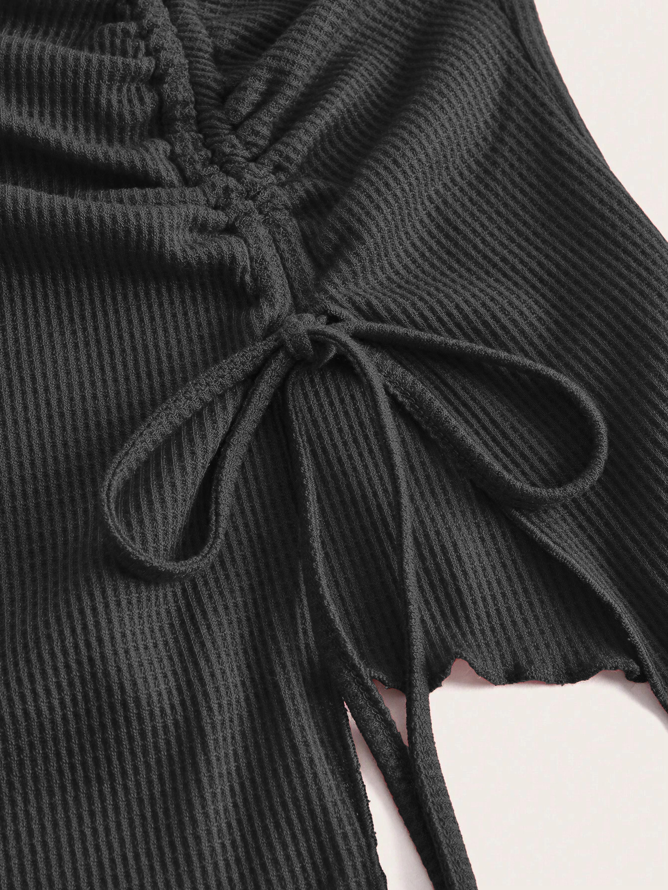 Fitted Collar Neck Tie Front Asymmetric Vest Top
