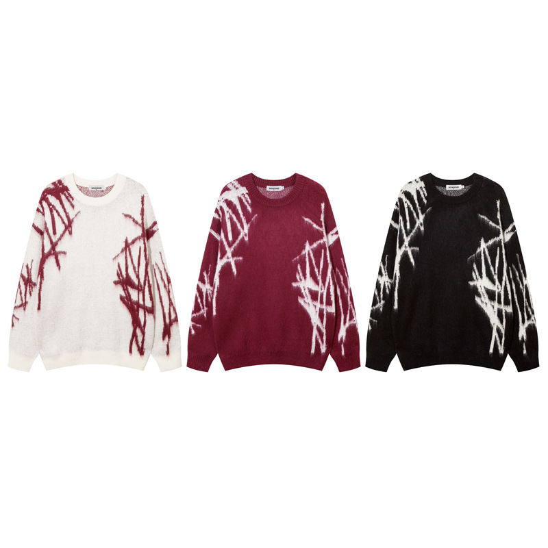 Slouchy Long Sleeve Cotton Polyester Crew Collar Sweater