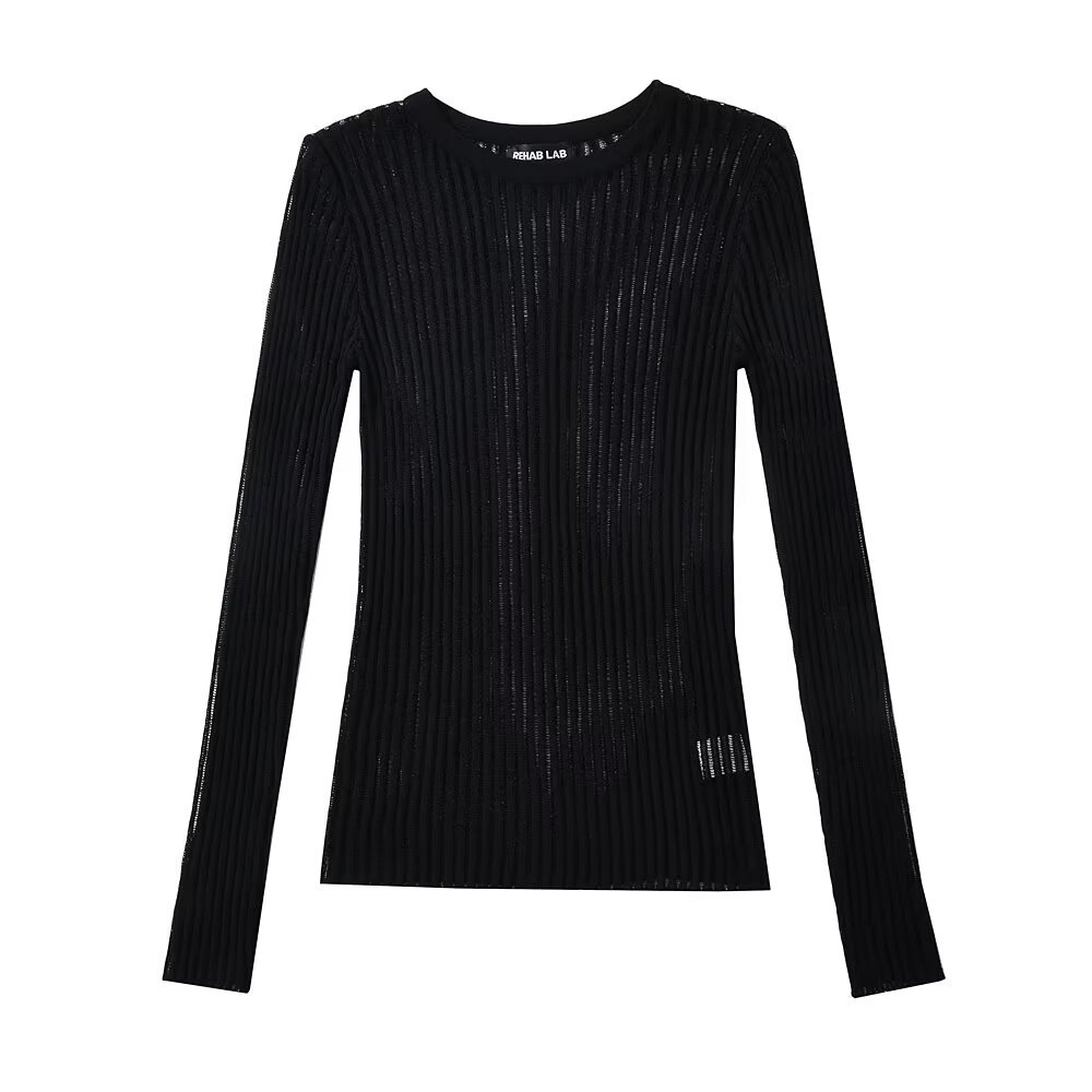 Ladies Solid Sheer Mesh Full Sleeve Pullover