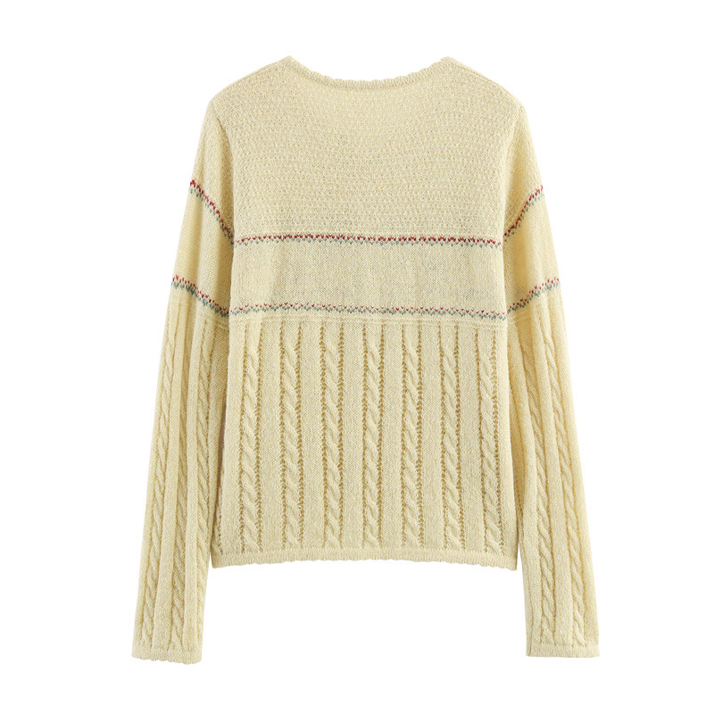 Relaxed Fit Full Arm Stitched Flower Cardigan