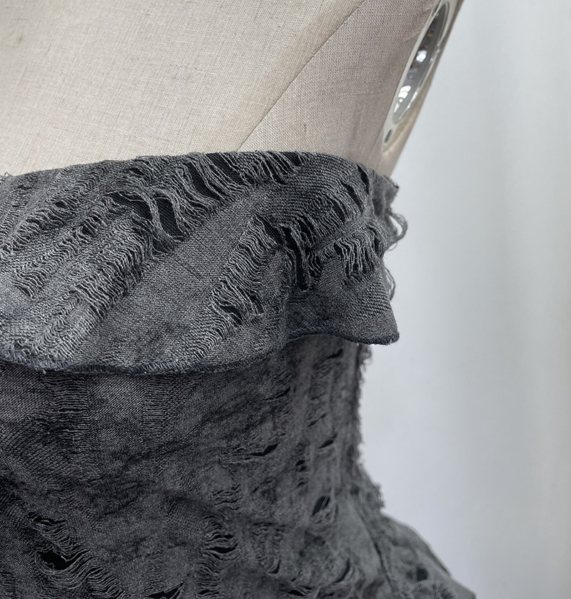 Ombre Asymmetrical Distressed Frilled Bandeau Vest