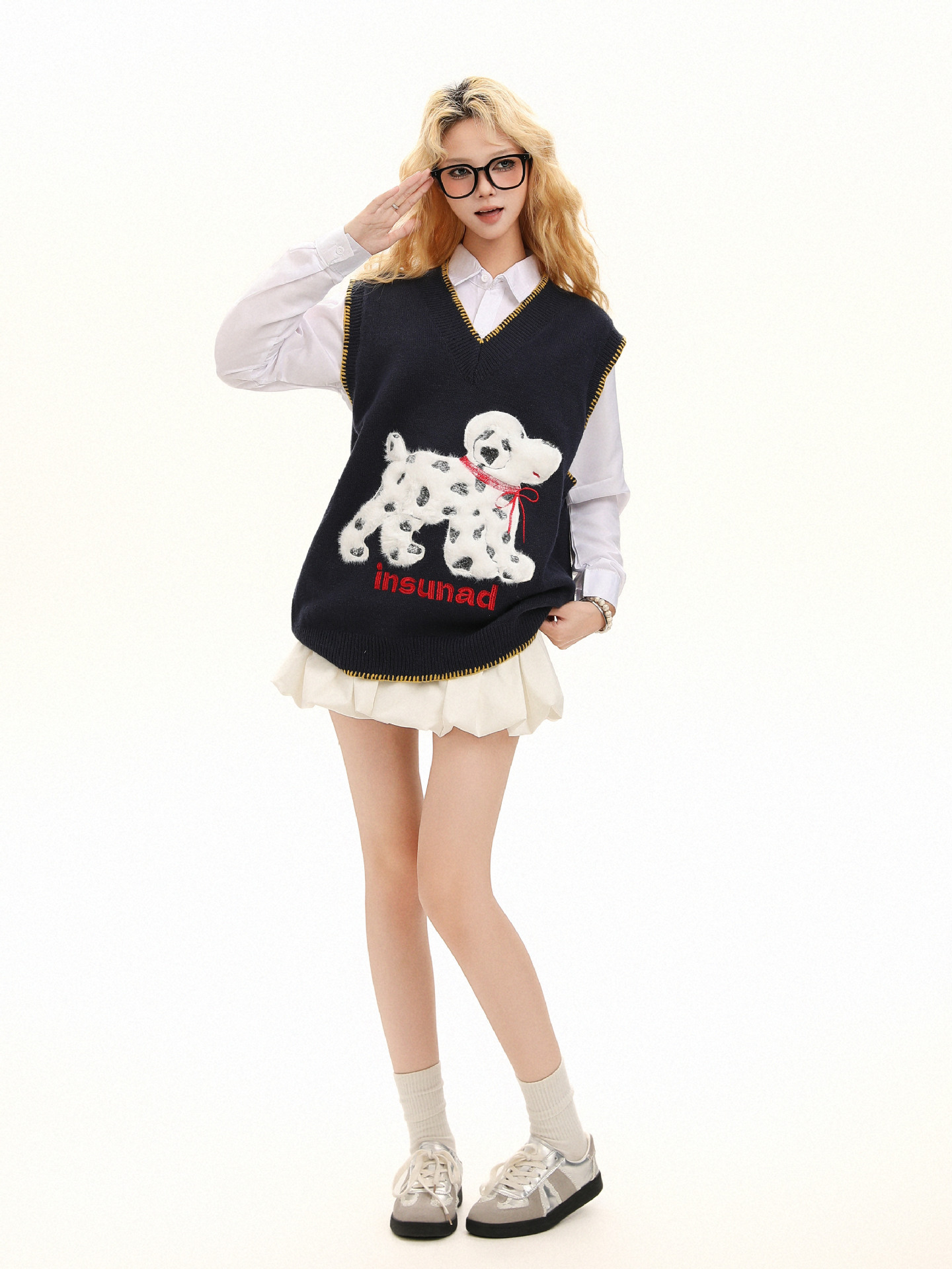 Custom Dalmatian Print Knit Sleeveless Pullover