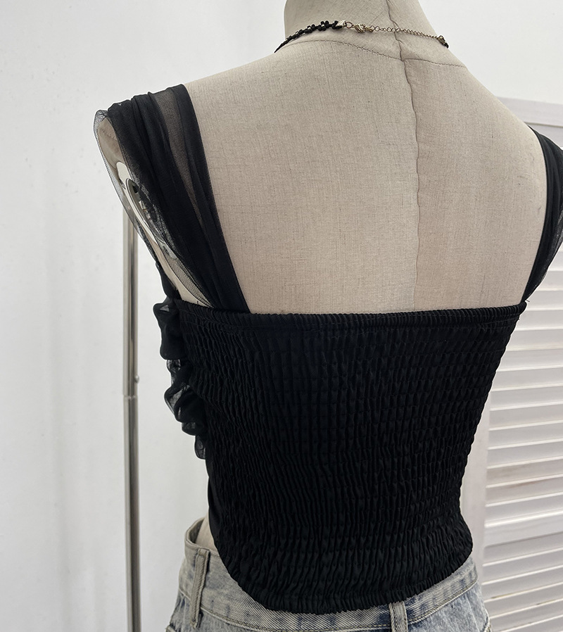 Sexy Slim Fit Solid Color Mesh Top