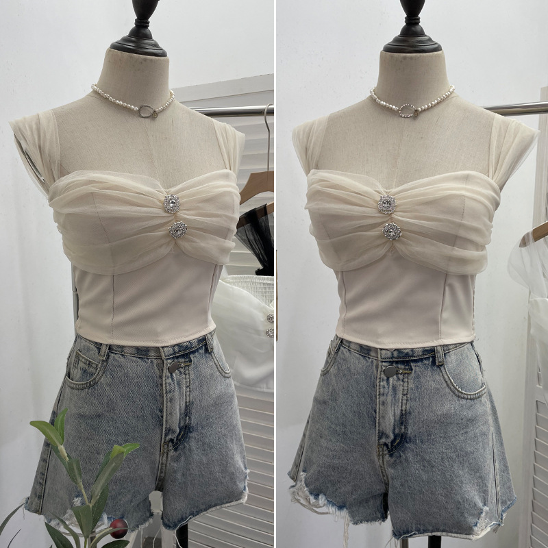 Sexy Slim Fit Solid Color Mesh Top