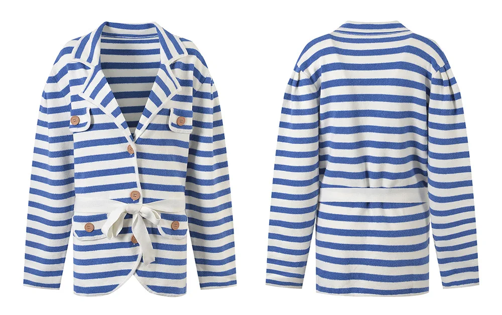 Ladies Relaxed Button Front Colorblock Cardigan