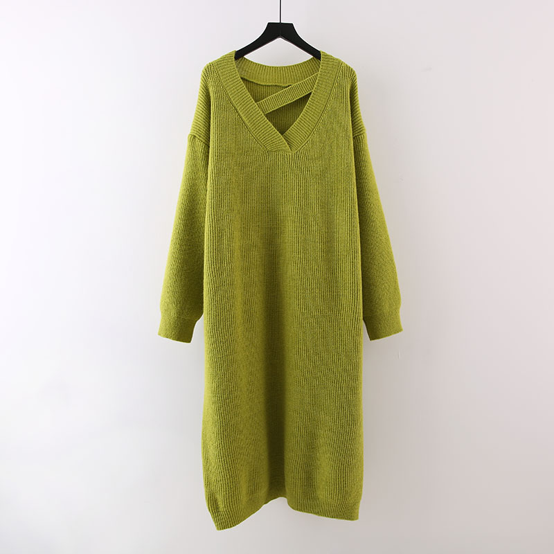 Plain Acrylic Fall Midi Dress Relaxed Fit