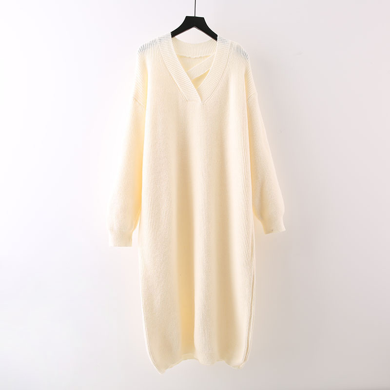 Plain Acrylic Fall Midi Dress Relaxed Fit