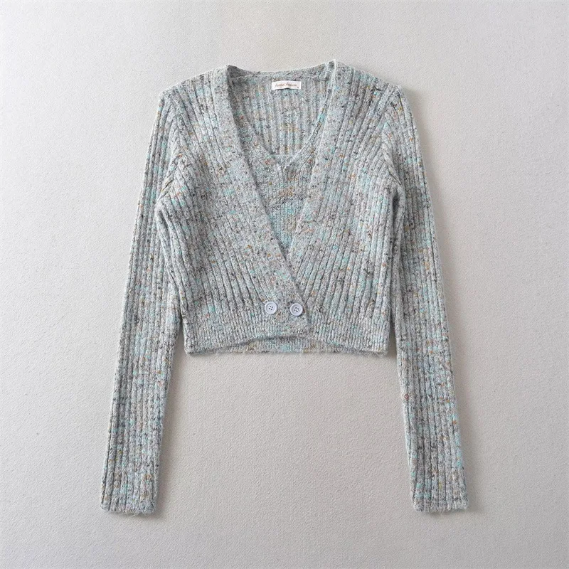 Plain Fall Polyester Fitted Layered Cardigan Vest Duo