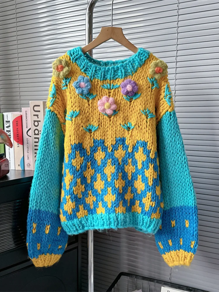 Artisan Floral Wool Blend Sweater