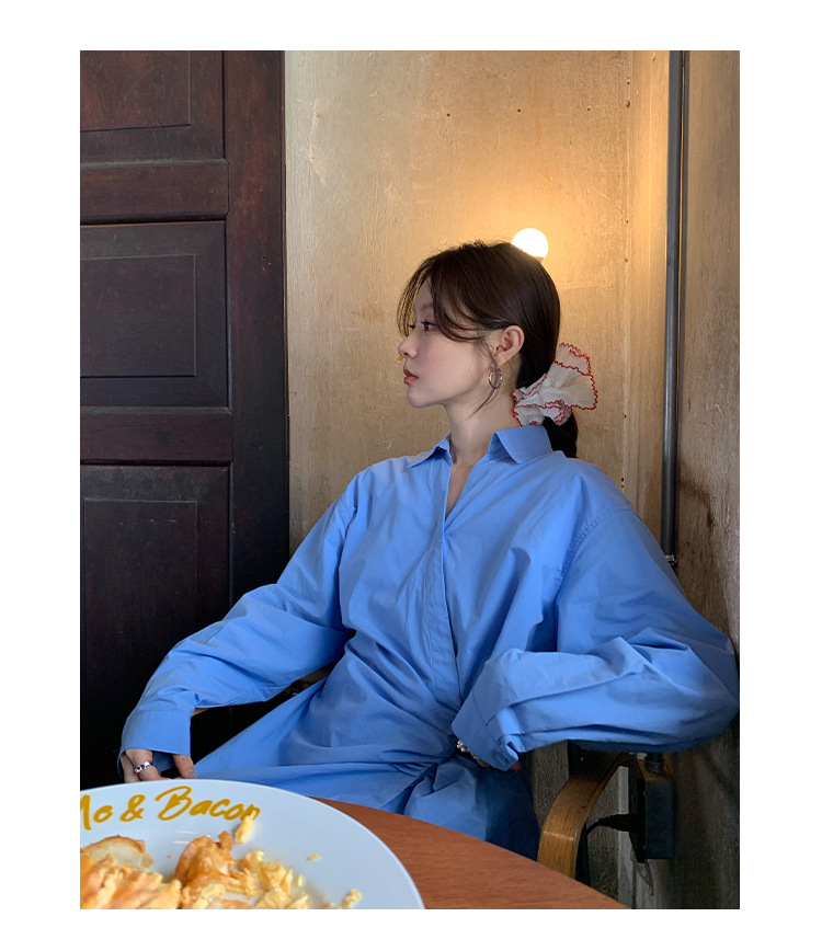 Ladies' Oversized Polo Collar Full Sleeve Gathered Shirt