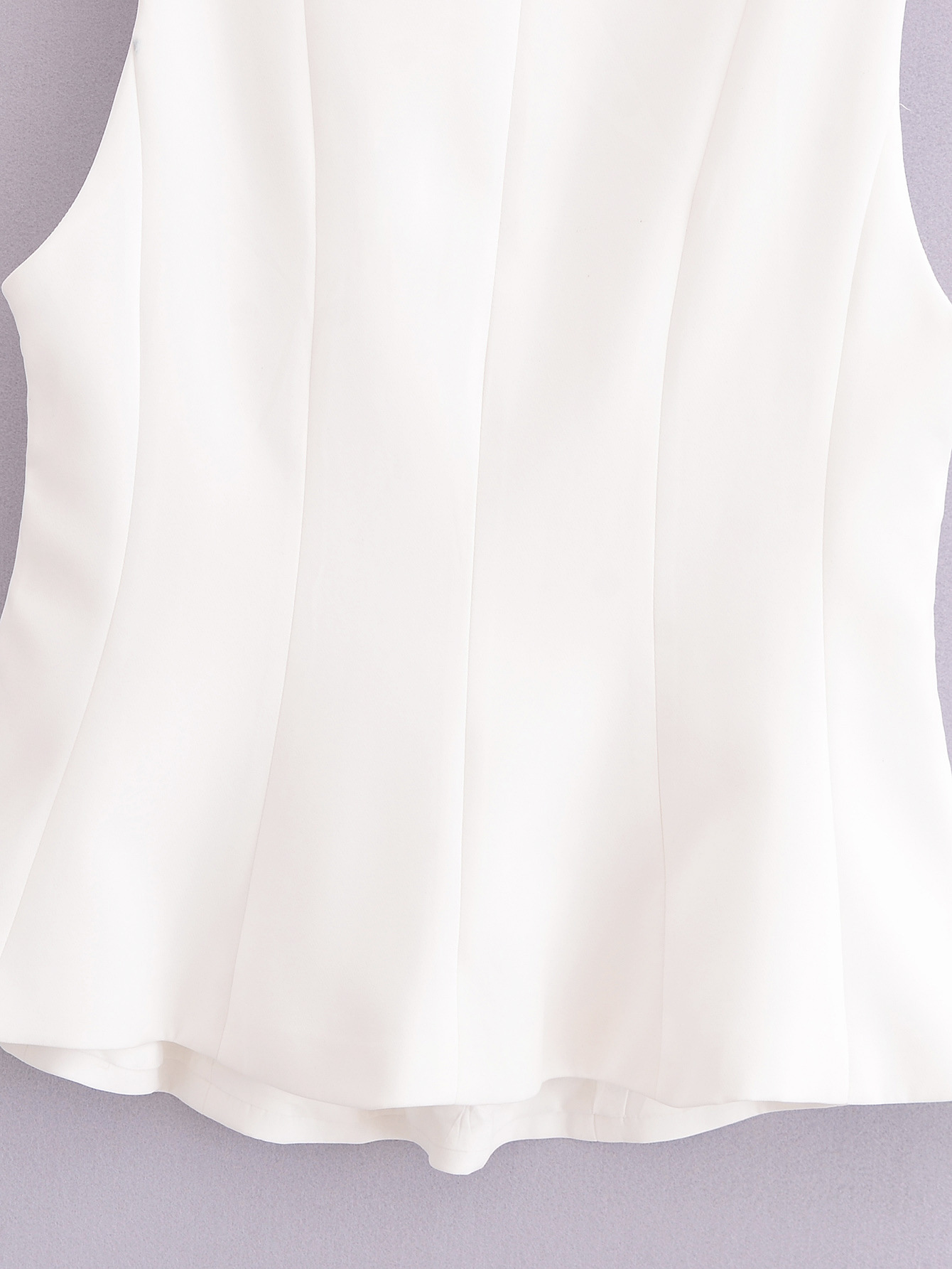 Sleeveless Solid Contemporary Flared Hem Tie Top