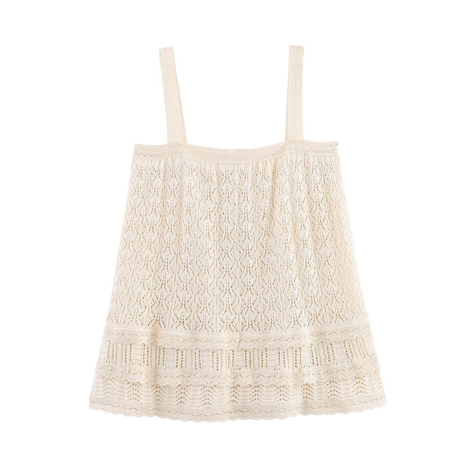 Ladies One Button Openwork Sleeveless Waistcoat